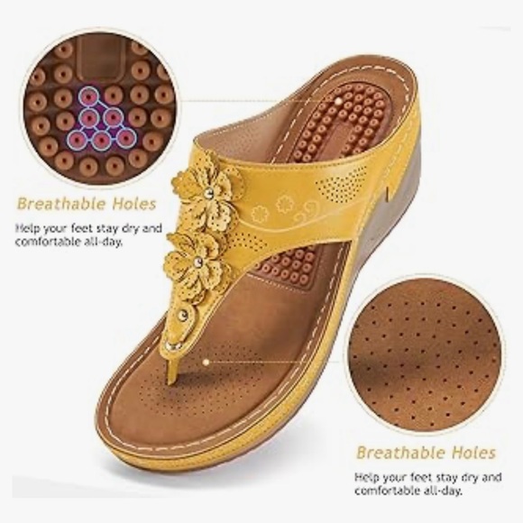 Women’s leather wedge flip flop - Picture 2 of 9